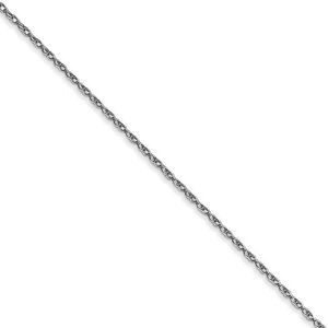 0.7mm 10k White Gold Solid Cable Rope Chain Necklace, 18 Inch